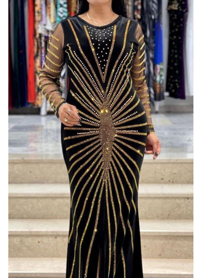 (3 Pieces Set) Trend Crystal Abaya