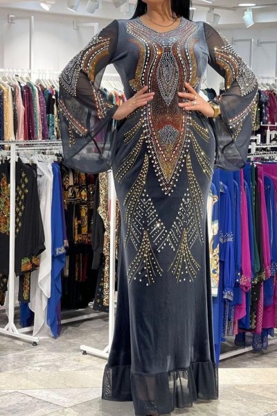 (3 Pieces Set) Glam Crystal Abaya