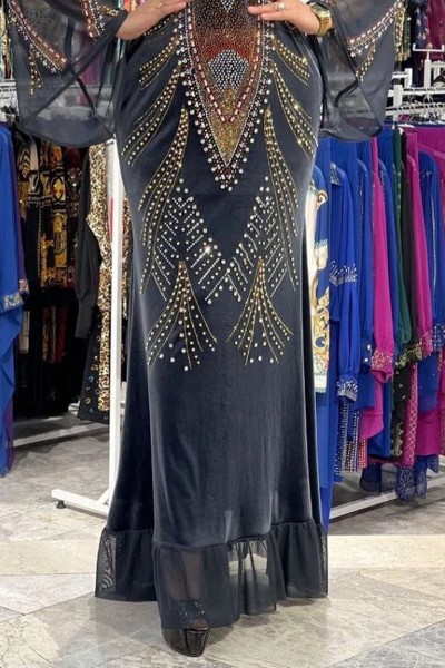 (3 Pieces Set) Glam Crystal Abaya