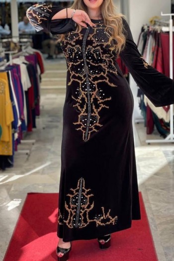 (3 Pieces Set) Retro Crystal Abaya