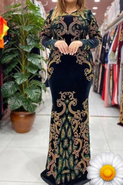 (3 Pieces Set) Lina Crystal Abaya