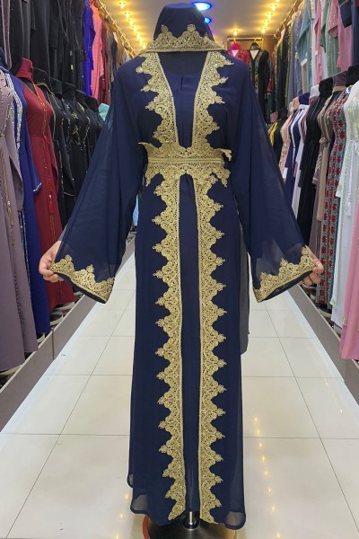  (3 Pieces Set) Eustoma Abaya