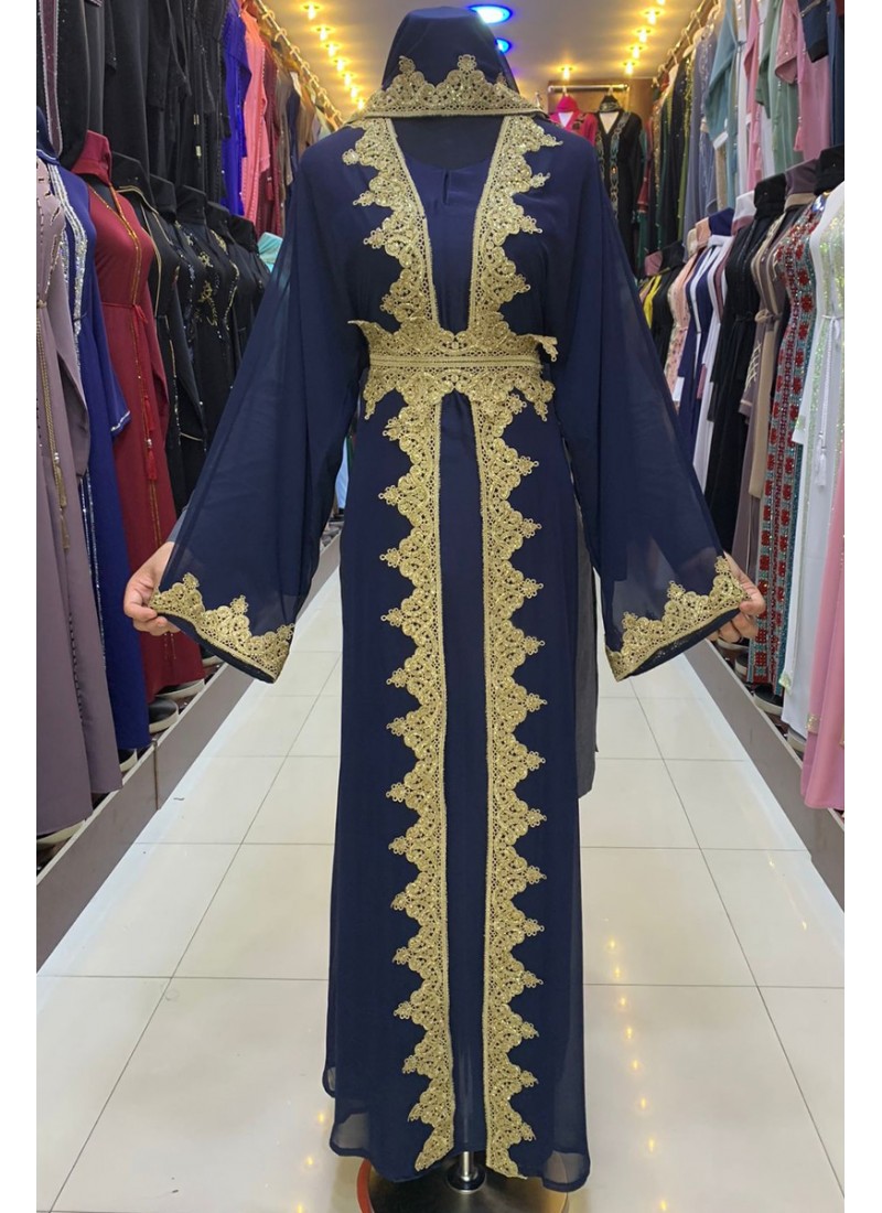  (3 Pieces Set) Eustoma Abaya