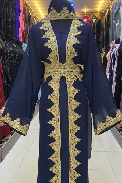  (3 Pieces Set) Eustoma Abaya