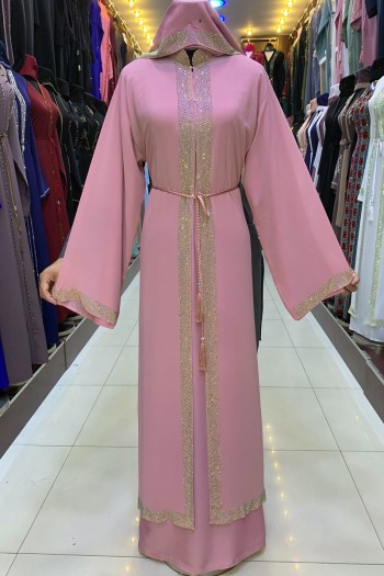  (3 Pieces Set) Hibiscus Abaya