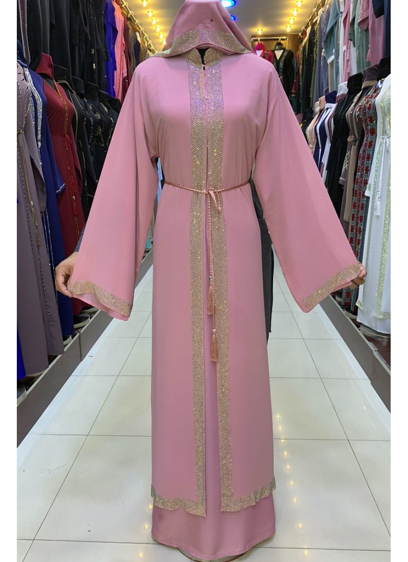  (3 Pieces Set) Hibiscus Abaya