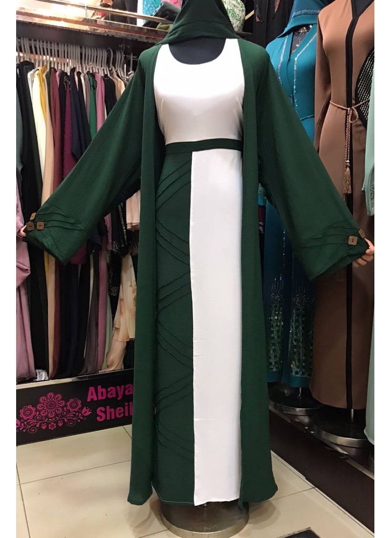  (3 Pieces Set) Oyster Abaya