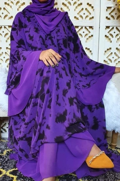 (3 Pieces Set) Geranium Abaya