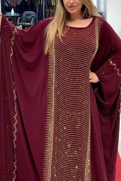 (3 Pieces Set) Maroon Farasha