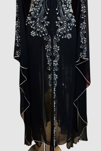 (3 Pieces Set) Black Aroosa Abaya 