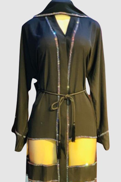 (MOQ 3 PCS) Open Black Abaya