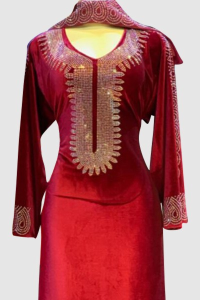 (MOQ 3 PCS) Beads Velvet Abaya