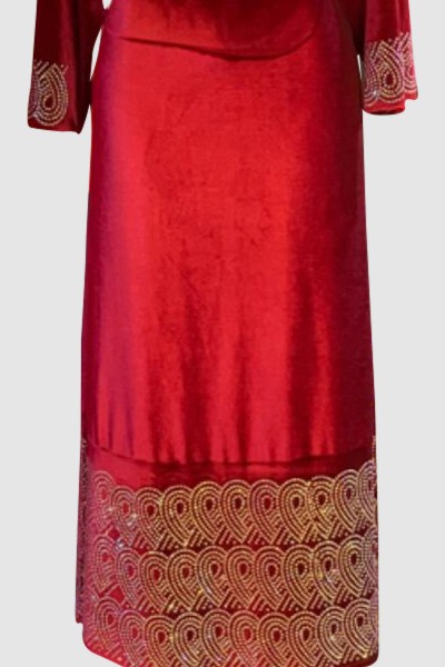 (MOQ 3 PCS) Beads Velvet Abaya