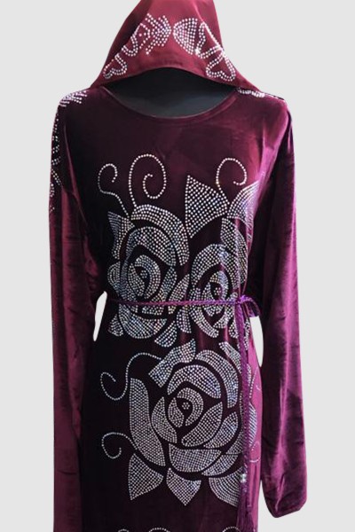 (MOQ 3 PCS) Detail Velvet Abaya