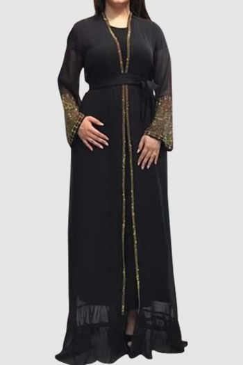 (MOQ 3 PCS) Crystal Open Abaya