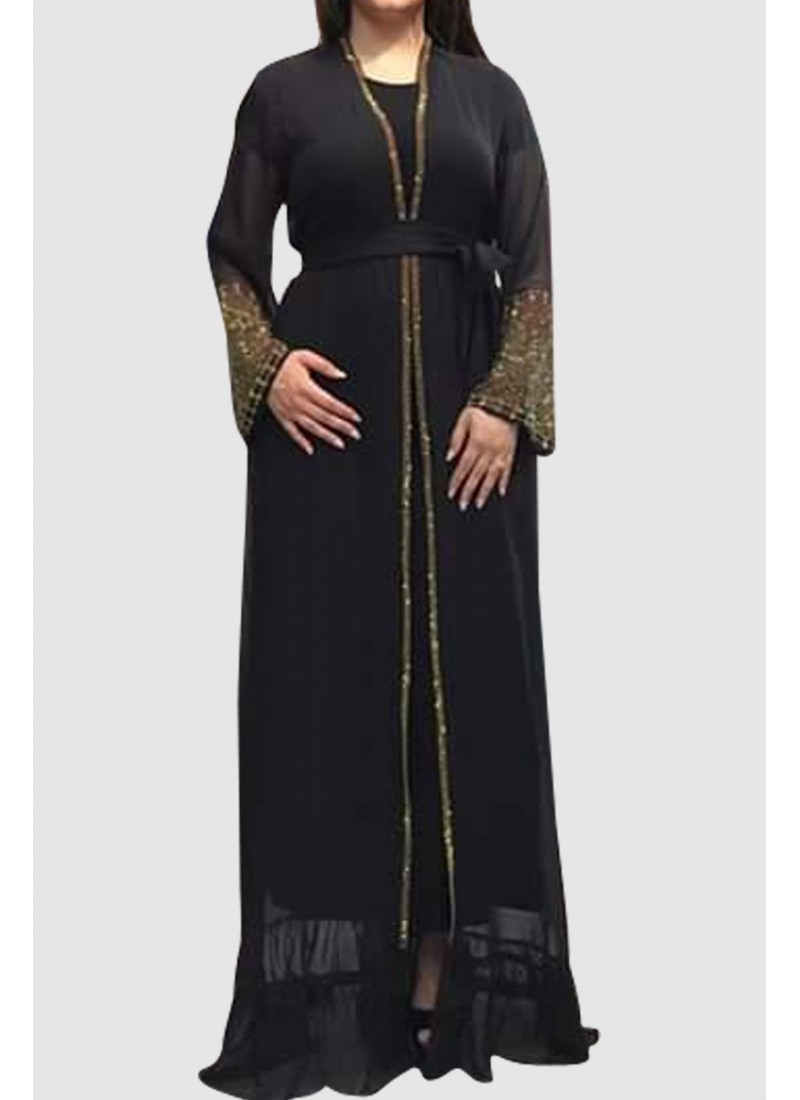 (MOQ 3 PCS) Crystal Open Abaya