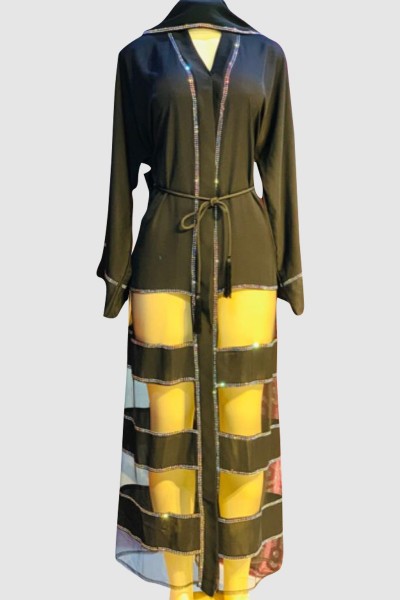 (MOQ 3 PCS) Open Black Abaya