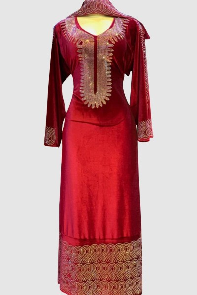 (MOQ 3 PCS) Beads Velvet Abaya
