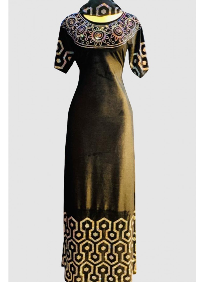 (3 Pieces Set) Trendy Velvet Abaya
