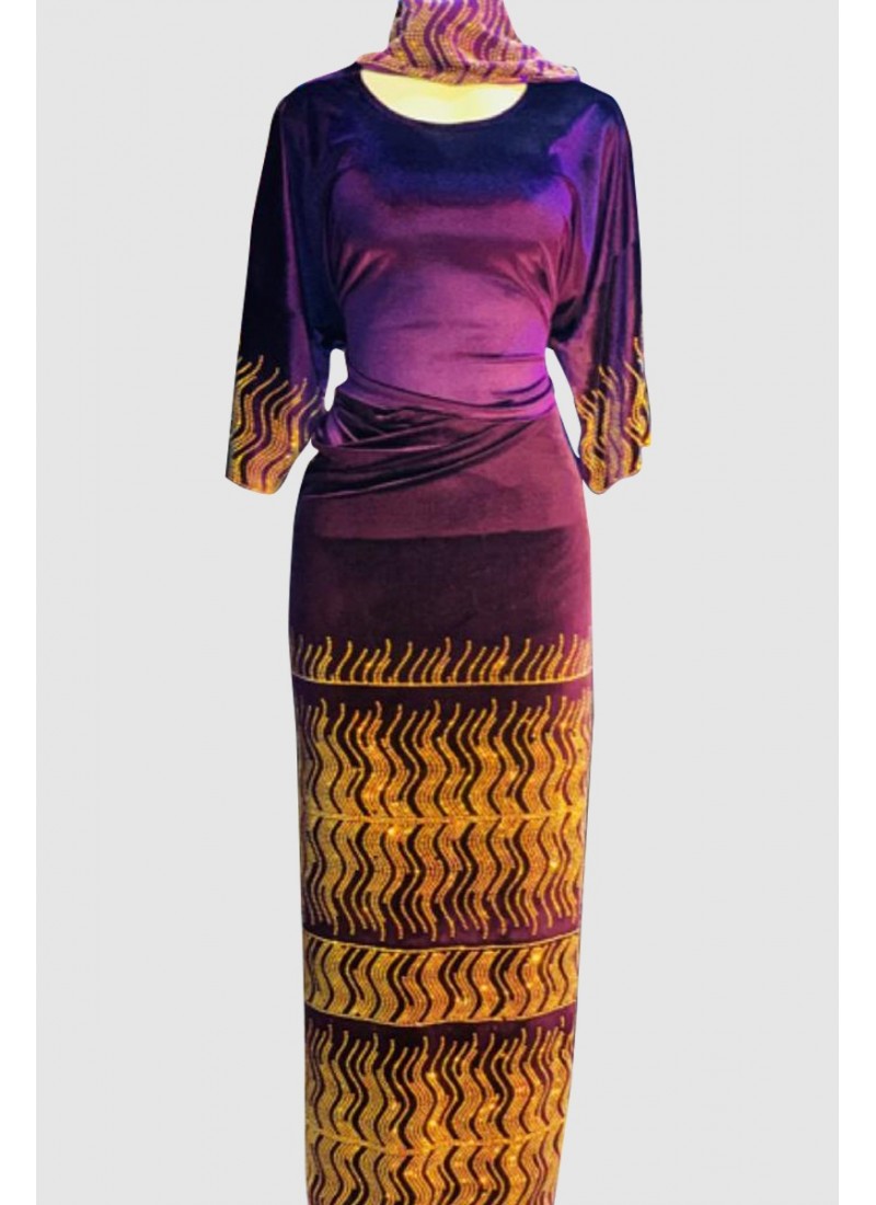 (MOQ 3 PCS) Velvet Stone Abaya