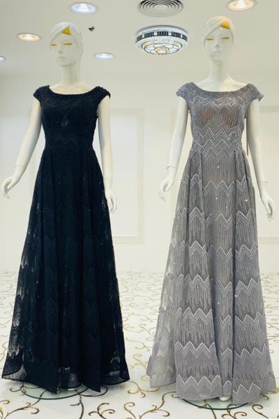 Sparkle O Neck Gown (3 Pieces Set)