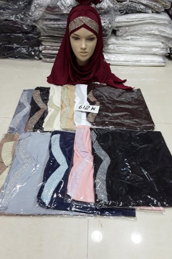 (Dozen Set) Gold Crystal Hijabs