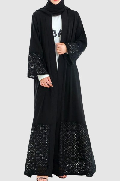 Modest Lace Open Abaya