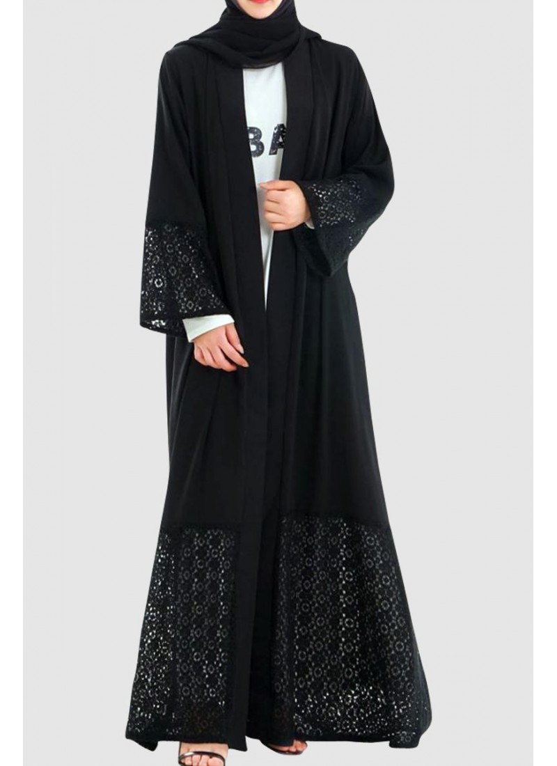 Modest Lace Open Abaya