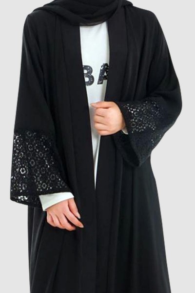 Modest Lace Open Abaya