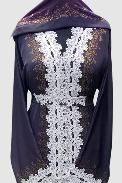 Abaya With Crystal And Lace