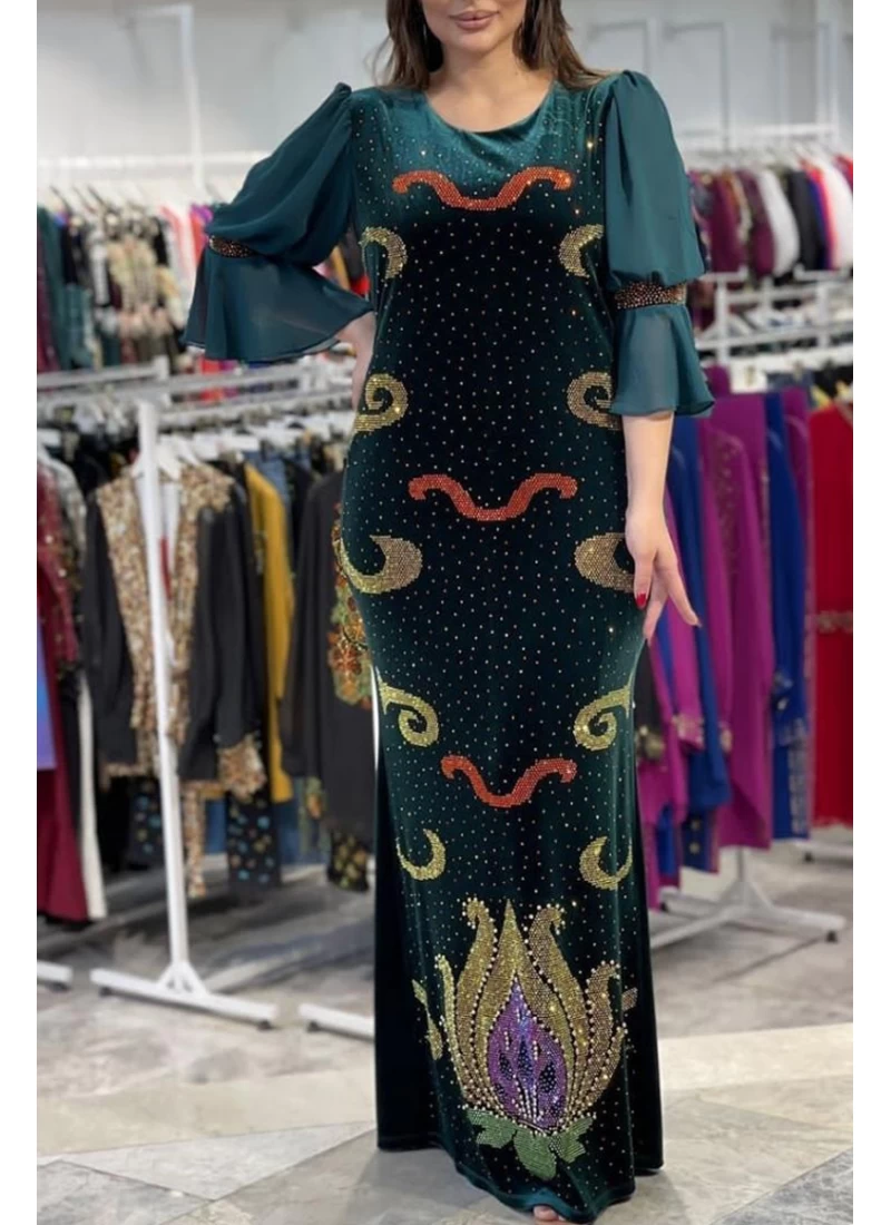 (3 Pieces Set) Posh Crystal Abaya